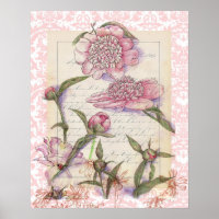 Stylo à fleurs rose et collage d'art d'encre