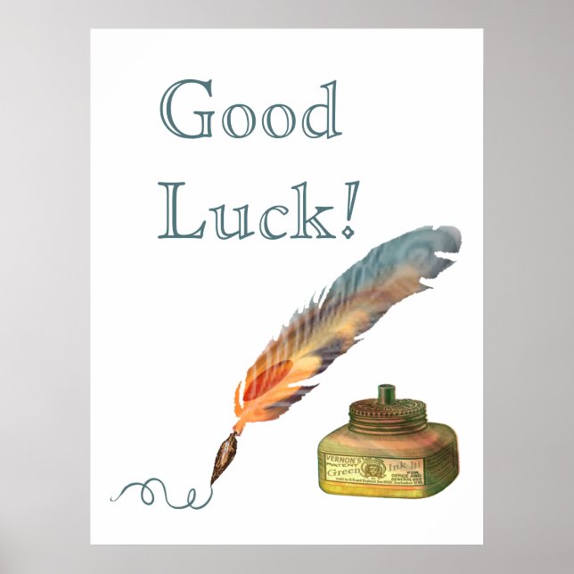 Poster Stylo de plume Bonne chance (Devant)