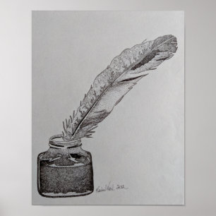 Poster Stylo et encre, Plume et encre, plume mariage