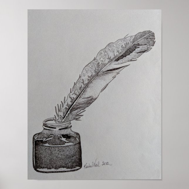 Poster Stylo et encre, Plume et encre, plume mariage (Devant)