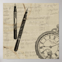 Stylos de fontaine et Watchface avec des notes