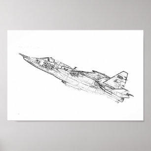 Poster SU Soviet Frogfoot Plane Sketch