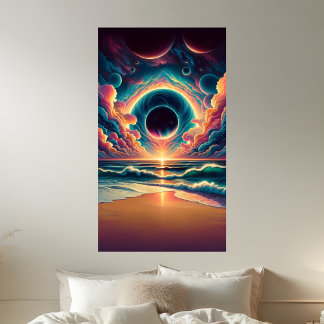 Poster Sublimation psychédélique céleste de la plage du c