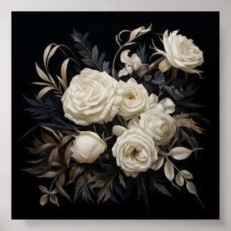 Poster Sublimation vintage du modèle floral neutre