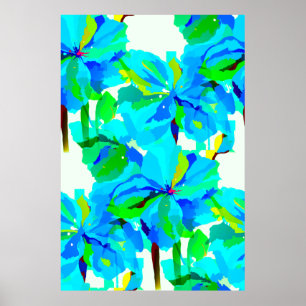 Poster Sublime Himalaya Poppy Aqua Green Floral