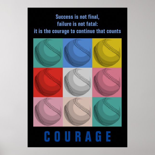 Poster Succès Courage Baseball Inspiration (Devant)