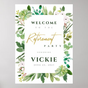 Poster Succulent Foliage Aquarelle Retraite Bienvenue