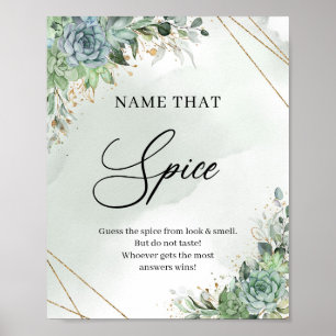 Poster Succulent or floral Nom que Spice jeu signe