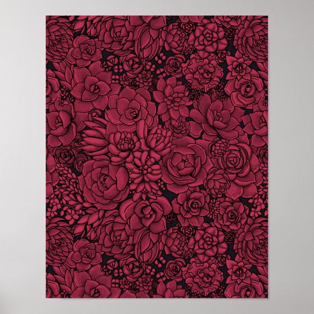 Poster Succulents à Viva Magenta- Couleur de l'année 2023 (Devant)
