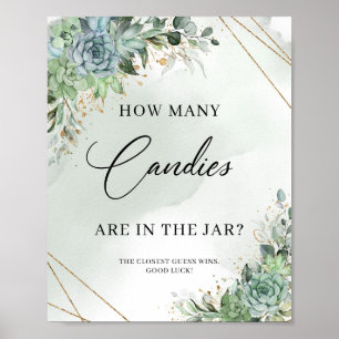 Poster Succulents Combien de bonbons sont dans le pot