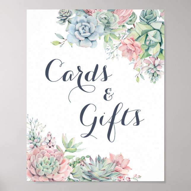 Poster Succulents Floral Blush Green Cartes Cadeaux Symbo (Devant)