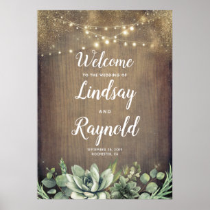 Poster Succulents Mariage campagnard rustique Accueil