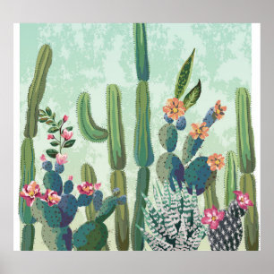 Poster Succulents mignons : Motif de cactus Vintage