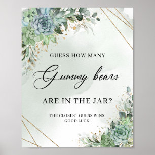 Poster Succulents verdure Devinez Combien de Gummy Ours