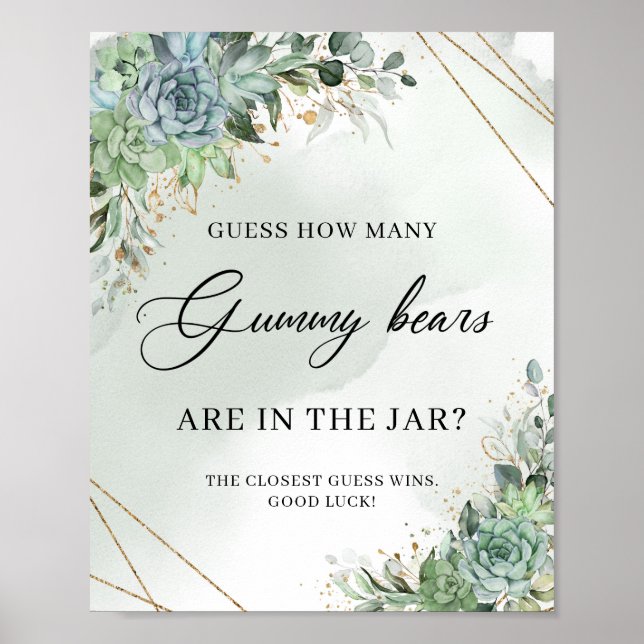 Poster Succulents verdure Devinez Combien de Gummy Ours (Devant)