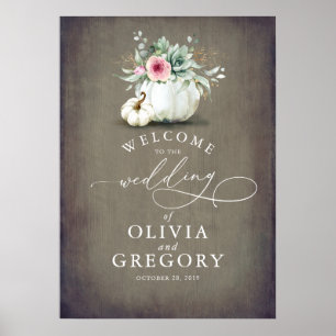 Poster Succulents Verdure et Mariage Citrouille Accueil