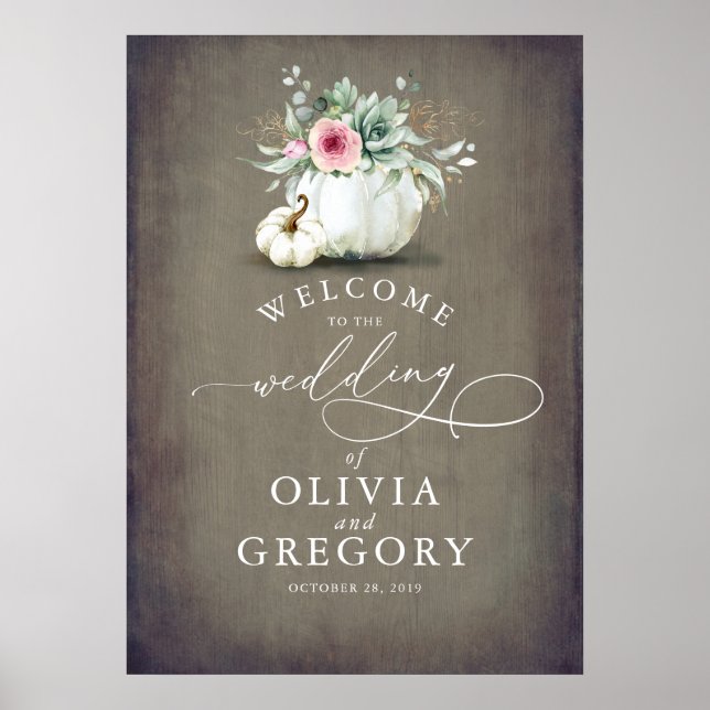 Poster Succulents Verdure et Mariage Citrouille Accueil (Devant)