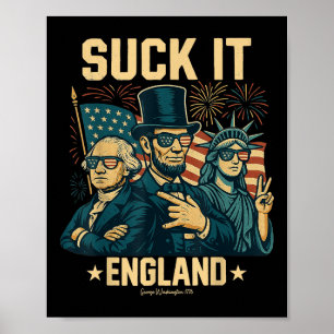 Poster Suck It England Funny George Washington 1776 États