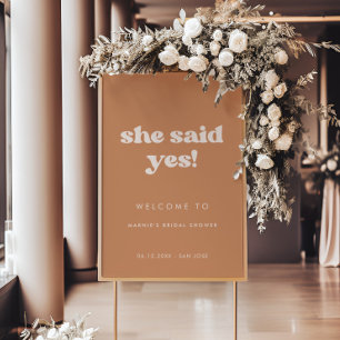 Poster Sucre Brown élégant Elle a dit oui Fête des mariée