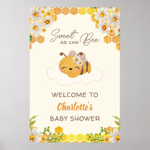 Poster Sucré Comme Peut Être Baby shower Floral Honeycomb