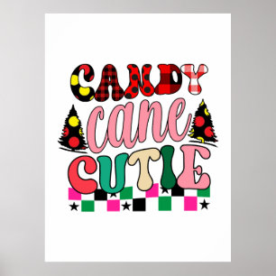 Poster Sucre de canne cadeau de Noël Cutie