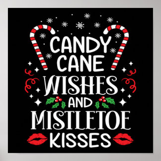 Poster Sucre de canne De Noël Et Baisers De Mistletoe