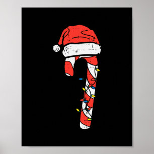 Poster sucre de canne de noël père Noël xmas enfants jeun