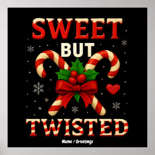 Poster Sucre de canne doux mais tordu Noël Drôle cadeau