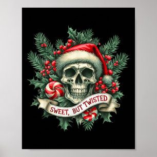 Poster Sucre de canne doux mais tordu Retro Skeleton Skul