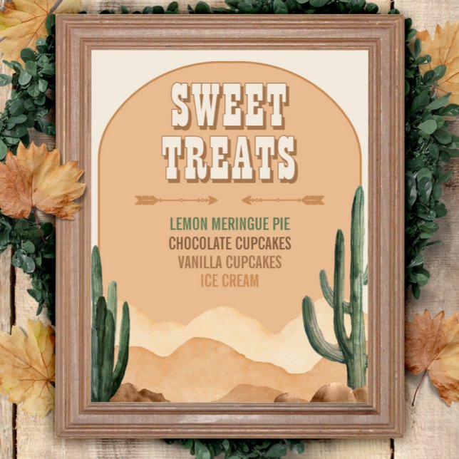 Poster Sucreries et desserts de cactus du désert rustique (Créateur téléchargé)
