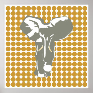 Poster Sudan Brown Safari Dot with Pop Art Elephant