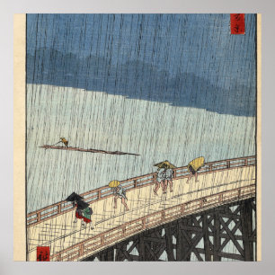 Poster Sudden shower over Shin-Ōhashi bridge and Atake