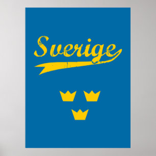 Poster Suède, Sverige, 3 couronnes,