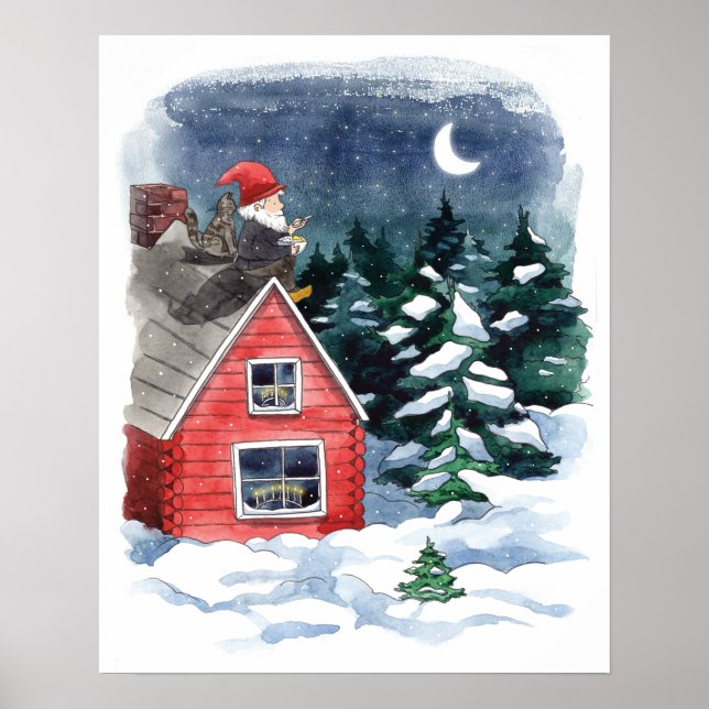 Poster Suédois Tombeau de Noël Porridge Aquarelle (Devant)
