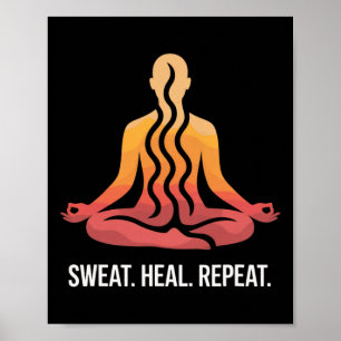 Poster Sueur Guérir Répéter Sauna Yoga Méditation Bien-êt