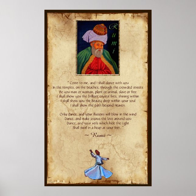 Poster Sufi Mystic Wisdom par Rumi sur le faux parchemin  (Devant)