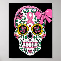 Sugar Crâne rose Ruban Calavera Cancer du sein