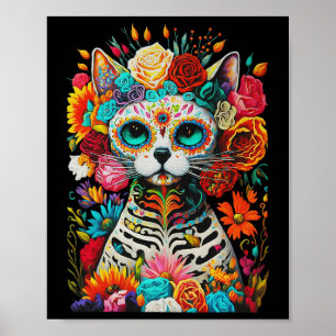 Poster Sugar Skat Cat De Los Muertos La Catrina Jour De T