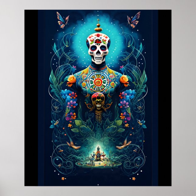 Poster Sugar Skull Art - Découvrez la beauté (Devant)