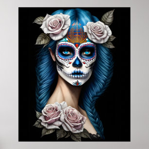 Poster Sugar Skull Art - Femme stupéfiante