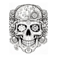 Sugar Skull Image Black + White on a Wall