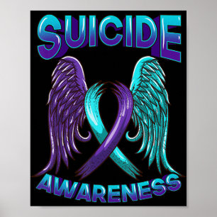 Poster Suicide Awareness Wings and Ribbon Suicide Preven