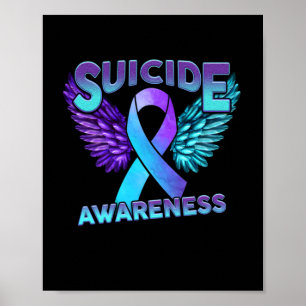 Poster Suicide Awareness Wings And Ribbon Suicide Prevent