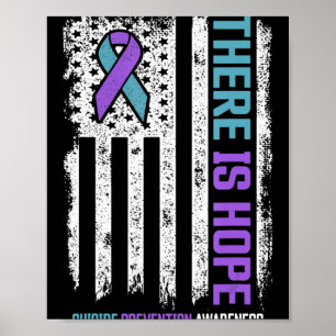 Poster Suicide Prévention American Flag Hope Suicide Awar