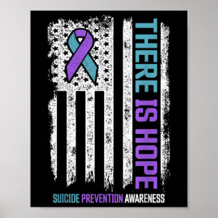 Poster Suicide Prévention American Flag Hope Suicide Awar