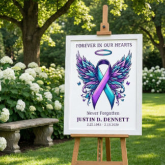 Poster Suicide Prevention Memorial Funeral Welcome Sign