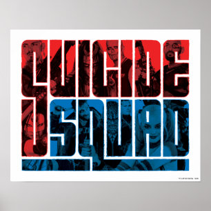 Poster Suicide Squad et logo bleu