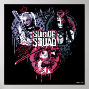 Poster Suicide Squad Squad Girls Graffiti Badges