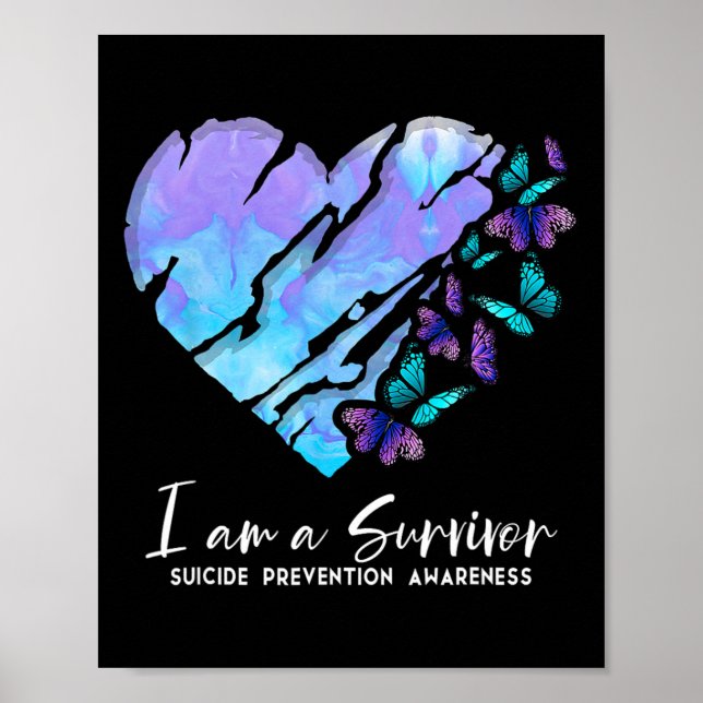 Poster Suis Un Survivant Prévention Suicide Coeur B (Devant)