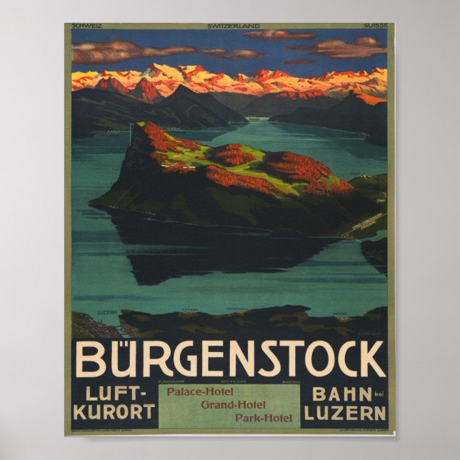 Poster Suisse Burgenstock Luft-Kurort Bahn Luzern (Devant)